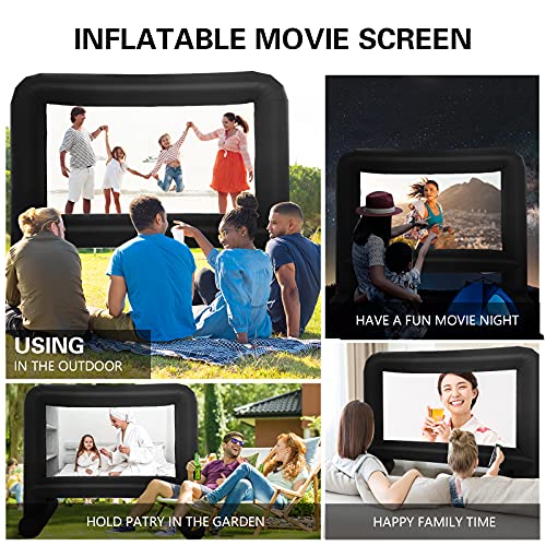 GZKYYLEGS 16ft Inflatable Movie Screen Outdoor Projector Screen with Air Blower Storage Bag - Front/Rear Projection, Easy Set Up Blow Up Screen for Backyard Movie Night, Theme Parties, Celebrations