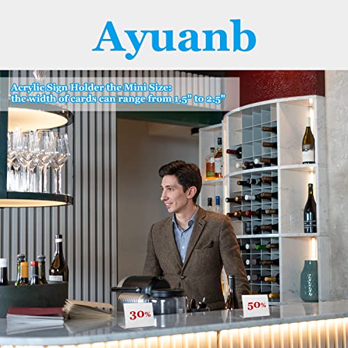 3.5 x 2.5 Inch Mini Acrylic Sign Holder, 30 Pcs Horizontal Clear Acrylic Sign Holder Slanted Back Sign L Shape Clear Picture Frame for Business, Classroom, Office, Retail Store, Restaurant