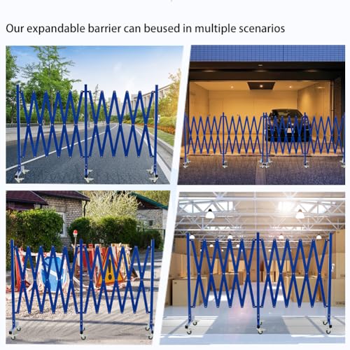 GYMTIME Industrial Expandable Metal Barricade, 16 FT, Blue, Folding Security Gate Safety Barrier with Casters, Flexible Mobile Barrier Gate, Adjustable Traffic Fence - size: 41 in-16 Feet(H-L), style: 16 Feet Blue