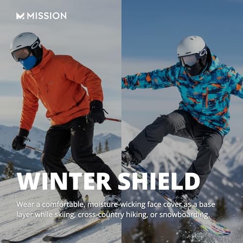MISSION Multi-Use Neck Gaiter Face Mask for Ski & Outdoors, UPF 50, Breathable Lightweight Fabric - color: Dark Charcoal