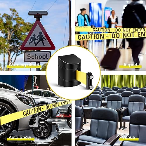 Barydat 2 Pcs 8.2 ft Magnetic Retractable Wall Barrier, Wall Mount Retractable Crowd Control Barrier, Safety Belt,Caution Do Not Enter Belt for Grocery Retail Store Stadium(Black) - color: Black