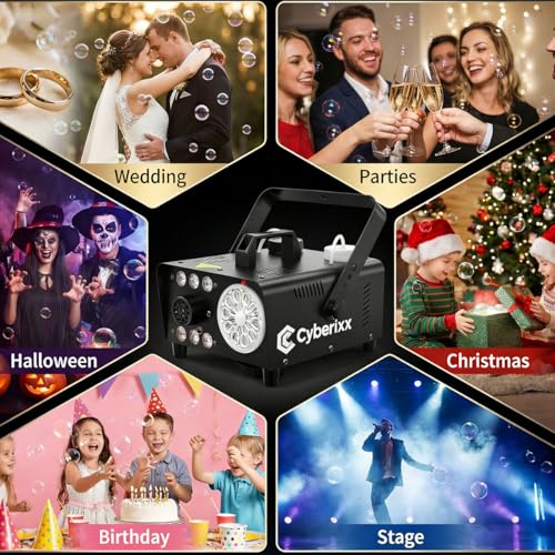 700W LED Bubble Fog Machine RGB 6 Lights Remote Multi Color Smoke Party