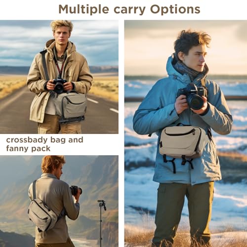 TAAOKA Camera Sling Bag,Waterproof Camera Case with Tripod Holder,Lightweight DSLR/SLR/Mirrorless Camera Bags Crossbody for photographers-Coffee - color: Coffee