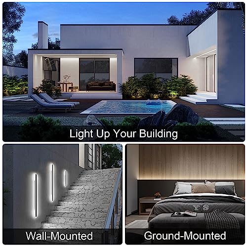 2 Pack Outdoor Wall Washer Lights ,72W 5000K Daylight White Wall Washer Lighting,IP67 Waterproof 4ft 120V Linear Led Wall Light Bar for Outdoor Indoor Building Sign, Hurches,Garden,Courtyards Lighting - size: 5000K 47Inch 2Pack
