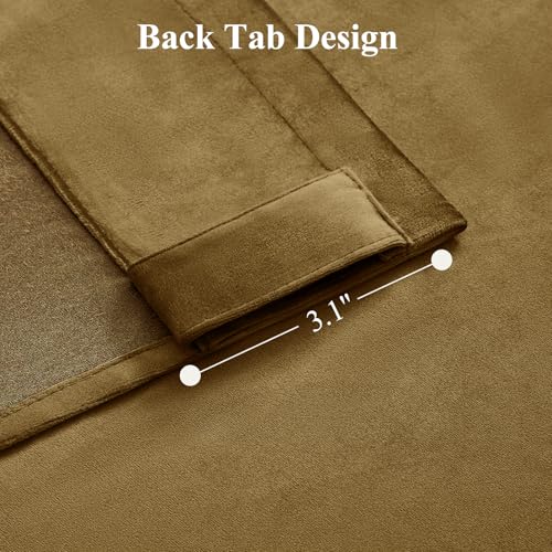 Gold Velvet Blackout Curtains 96 Inches, Floor to Ceiling Drapes Back Tab | Black Out, Room Darkening, Energy Efficient, Rod Pocket, Super Soft Velvet, Easy Install, Gold Brown, W52xL90, 2 Panels - color: Goldbrown, size: 52"W x 96"L (Pack of 2)