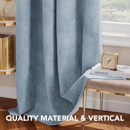 H.VERSAILTEX Velvet 100% Blackout Curtains for Living Room Full Light Blocking Curtains Thermal Insulated Room Window Drapes Soft Luxury Curtains Grommet Top 2 Panels (55" W x 63" L, Stone Blue) - color: Stone Blue, size: 55"W x 63"L (Pack of 2)