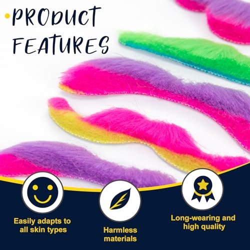48 Pcs Fake Mustaches, Self Adhesive Fake Beard, Novelty Hairy Beard, Costume Facial Hair for Halloween Party - color: Color+black