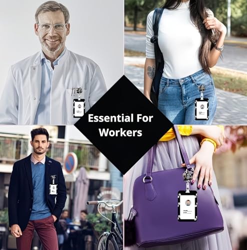 4 Pcs Cool Nurse Retractable Badge Reel Holders – Clip-On ID Badge Holders with Keyring & 24” Cord Extension – Fun Animal Nurse & Office Badge Reels for Teachers, Students & Professionals
