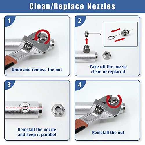 JANZ 17'' Pressure Washer Surface Cleaner | 4 Wheels, Stainless Steel Housing, 1/4'' Quick Plug, 2 Extension Wands, 2 Replacement Nozzles and 3 Spray Nozzles,4000 PSI - size: 17 Inch Silvery White