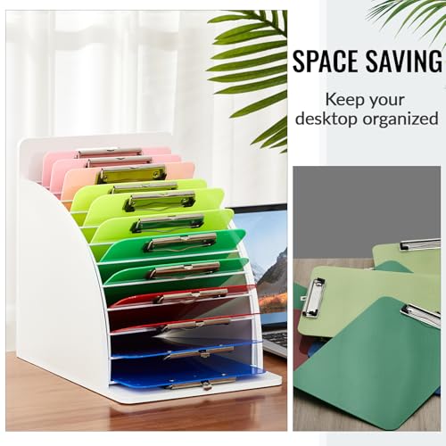 1 Pack Wooden Metal Clipboard Holder with Raised Side Panel,White | Clipboard Storage Rack Back to School Supply for Classroom Office School Teacher, Clip Boards Not Included - color: White
