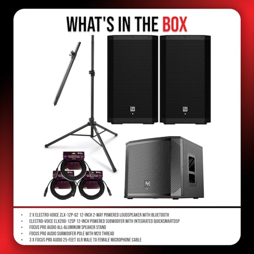 Electro Voice Zlx 12p G2 12 Speakers with ELX200 12sp Sub (8 Items)