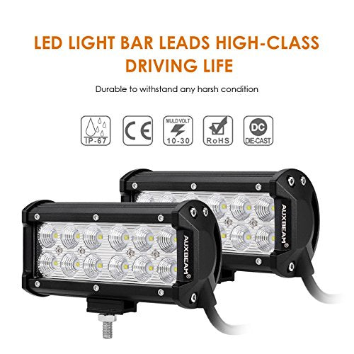 Auxbeam LED Light Bar 7Inch 36W Flood Led Off Road Driving Lights LED Work Lights Waterproof for Jeep Off-Road SUV Truck Car ATVs Boats (2 PCS) (Pack of 4) - size: 2Pcs 7" Flood (Pack of 4)