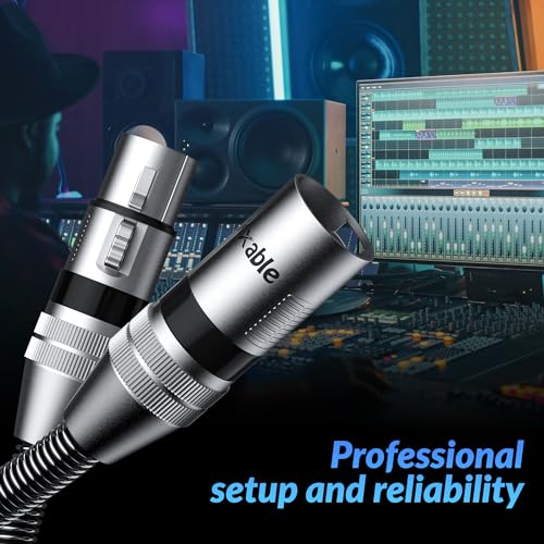 Kxable XLR Microphone Cable 10 FT, XLR Male to Female Balanced Mic Cable, 3-Pin Shielded Speaker Cord, Zinc Alloy Connectors, 22AWG Pure Copper, Metal Spring SR, Recording Studio, Podcast, Black - size: 10FT, style: 1-Pack