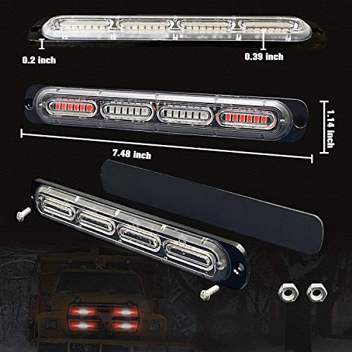 LED Emergency Strobe Light 24-LED Red White Red Flashing Warning Beacon Hazard Construction Caution Light Bar for Off Road Firefighter Vehicles Trucks SUV ATV 4-Pack - color: Red White Red