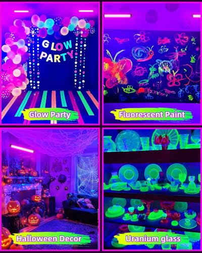 2 Pack 42W LED Black Light Bar for Glow Party | 6ft Cord & Plug & Switch, Blacklight for Halloween Decorations, Birthday Party, Fluorescent Tapestry, Classroom, Bedroom