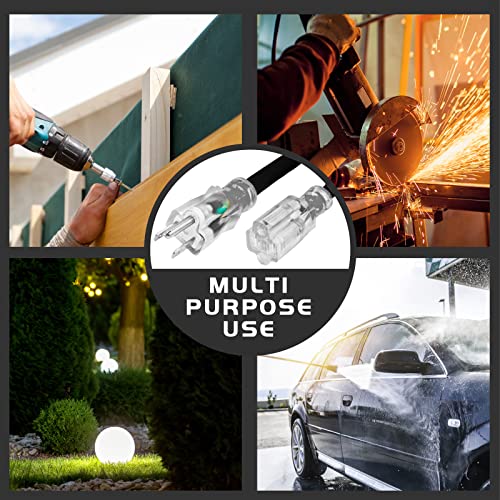 10 Ft Black Outdoor Extension Cord Lighted End Weatherproof 14 Gauge | UL Certified 14/3 SJTW Cable, 15A Rated, Great for Outdoor Projects, Tools and Seasonal Lights - size: 10FT, style: 14/3