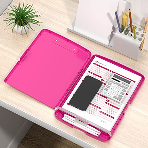 Rimilak Clipboard with Storage, 8.5 x 11'' High Capacity Clip Board, Red - color: Red