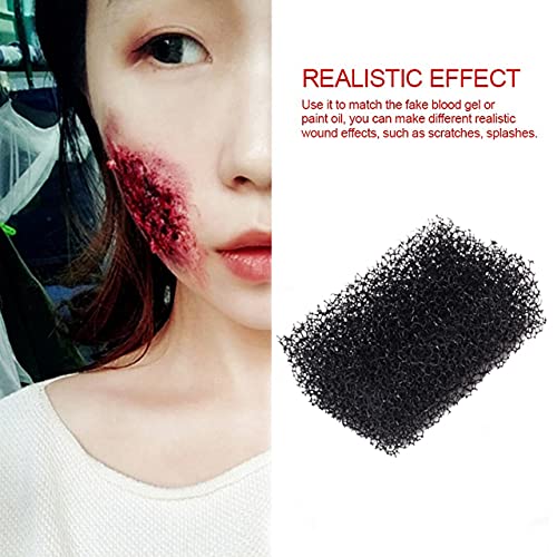 MEICOLY Quality Updated Halloween Coagulated Blood,30g/1.06 oz Fake Blood Gel with Black Stipple Sponge,for SFX Wound,Cuts,Clown,Vampire Film Cosplay Scab Makeup, - color: coagulated blood kit