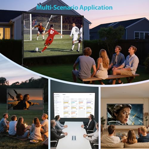 120 Inch Outdoor Projector Screen with Stand, Black Backing Screen - size: 120 inches (106.3 x 78.7 inches)