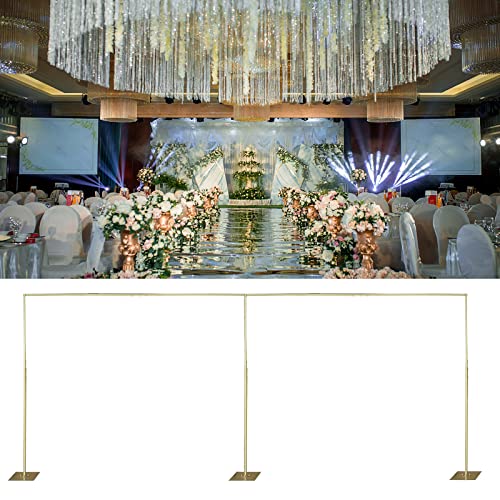 Professional Backdrop Stand Pipe Kit,10'x 20' Heavy Duty Adjustable Height Background Support System Curtain Frame Telescopic with Steel Base for Wedding Party Photography Show Display,Gold - size: 10FT x 20FT,Gold
