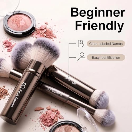 Professional Makeup Brush Set BS-MALL with Travel Case, 20PCS Synthetic Makeup Brushes for Foundation, Conce aler, Blush, Powder & Eyeshadow, Labeled Face Eye Brushes for Beginners, Makeup Artists - color: A-Coffee