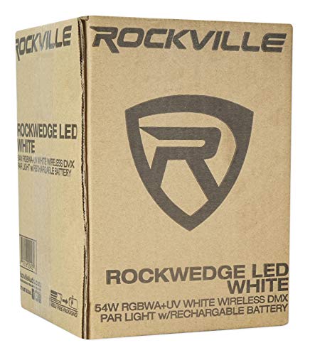 Rockville RockWedge LED 54W RGBWA+UV Rechargeable Wireless DMX Par Light | Built-In 7500mAh Rechargeable Battery, Up to 36 Hours Single Color Runtime, 4 Hour Recharge, 6 or 10 Channel DMX, White - color: White