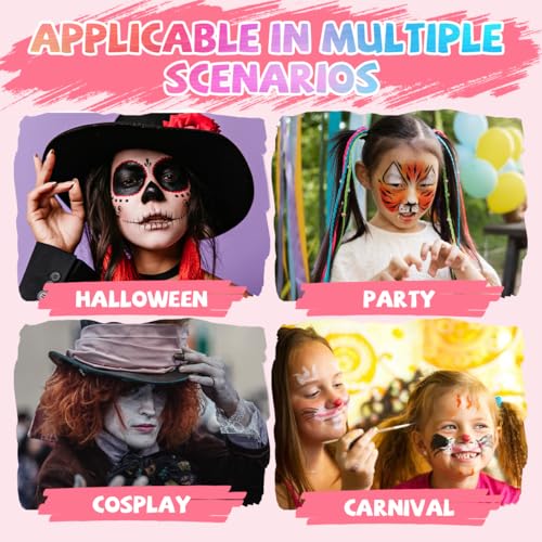 Face Painting Kit Professional Face Body Paint Oil Palette 36 Colors Include 8 UV Glow Colors Brushes Glitter Gel Sponges Facepaint Sticks Gems Stickers