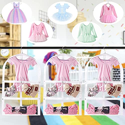 Clear Kids Dance Costume Garment Bag,3 Pack Garment Bags for Hanging Clothes,Garment Bag for Travel Storage,Dress Up Storage Bag for Children Girls