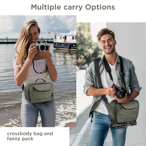 TAAOKA Camera Sling Bag,Travel Waterproof Camera Case with Tripod Holder,Lightweight DSLR/SLR/Mirrorless Small Camera Bags Crossbody for photographers (Dark Green) - color: Dark Green