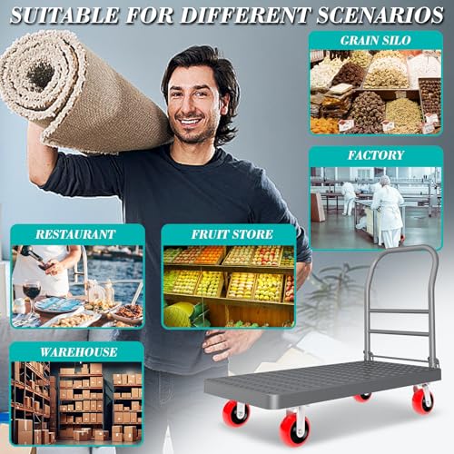 Platform Truck Foldable Flatbed Cart 24'' x 48'' Heavy Duty Push Cart Dolly - size: 48"x24"