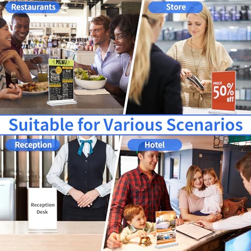 Acrylic Sign Holder 5x7,Vertical Display Stand,Double-sided Sign Holder | Clear Display Stand, Table Top Sign Holder, Acrylic Paper Display Stand Suitable For Office, Home, Show Fair