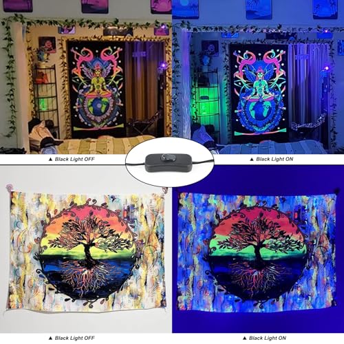 2 Pack 300W Blacklight 336 LEDs, UV Lamp Black Lights for Glow Party, 395nm, IP65 Outdoor Black Light Fixture for Halloween, Glow in The Dark Party, Fluorescent Poster Tapestry, Body Painting