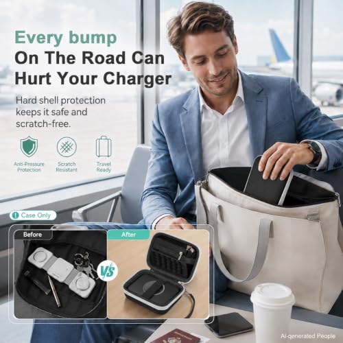 Hard Travel Case for Iseyyox for RTOPS for QUZUDN 3 in 1 Wireless Charger - color: Black