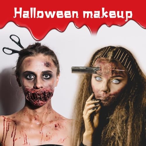 Depvision SFX Makeup Kit Halloween Makeup Set Professional Face Body Paint Special Effects Makeup Set with Fake Blood Scar Wax Oil Body Paint Sponges Brushes for Halloween Party SFX Cosplay