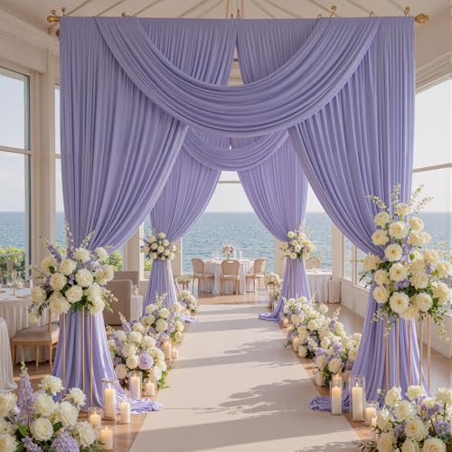10x8 ft Wrinkle Free Lavender Light Purple Backdrop Curtain Drapes, Polyester Wedding Curtains Party Background for Baby Shower Birthday Parties - color: Lavender, size: 10ftx8ft