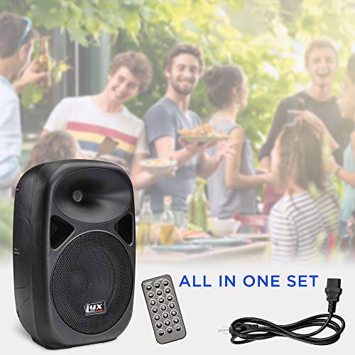 LyxPro SPA-10 10" Portable PA Speaker System With Metal Tripod Stand Combo Kit Power Active Amplifier Equalizer Bluetooth SD Slot USB MP3 XLR 1/4" 1/8" 3.5mm Inputs Remote Control - size: 10 Inch + Stand