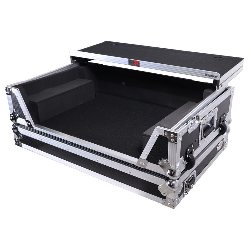 ProX XS-FLX102UWLT Flight Style Road Case For Pioneer XS-DDJFLX10 or DDJ-GRV6 DJ Controller with Laptop Shelf 2U Rack Space Wheels