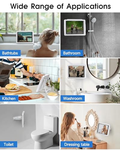 Mistriddle Waterproof Shower iPad Holder, 480° Rotation Retractable - color: White