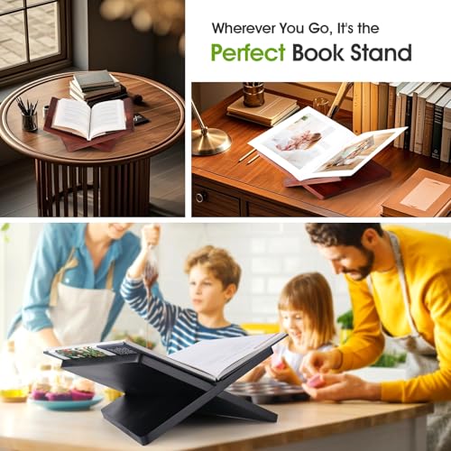 15° Angle Book Display Stand for Cookbooks, Textbooks,Magazines & Tablets - color: Black- Wood