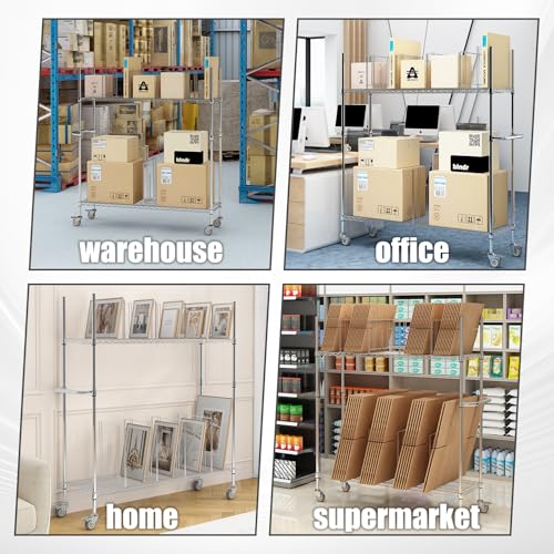 2 Tier Carton Cart Stand, Cardboard Box Stand, Carton Storage Rack | Commercial Carton Cart with Wheels & Dividers, 400lbs Capacity, for Home Supermarket Warehouse, 60"W x 18"D x 69"H