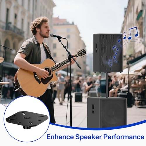 Aiweiwa Metal Speaker Mount Adapter with M20 Threading for DJ/PA Speakers Pole Adapter - 4.13"x4.13" Speaker Stand Top Hat with Screws for Easy to Install Speakers Stand Top Bracket, 1 Pack