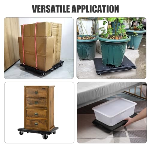 Furniture Mover with Wheels, Heavy Duty Moving Dolly Interlocking Design Small Flat Dolly Cart 16 Inch Furniture Dolly, Black (2)