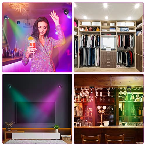 Tuanse 4 Pcs Dual Head RGB Spotlight and 4 Pcs Single Head Battery Operated Accent Lights, Spotlights Indoor LED Puck with Remote Stick on Wall Lights for Artwork Picture Painting(Black)