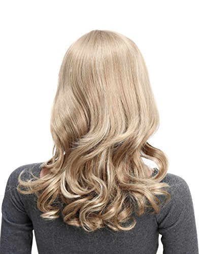 Onedor Full Head Beautiful Long Curly Wave Stunning Wig Charming Curly Costume Wigs with Fringe (24H613 Blonde Highlights) - color: 24H613 Blonde Highlights