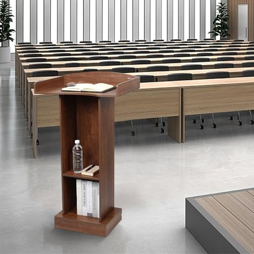 Podium Stand for Lectern Presentation Church Classroom, Pulpit with Wooden Heavy Base, Oak Podium for Lecture, Wedding Speech - color: Oak