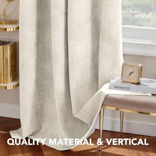 H.VERSAILTEX Velvet 100% Blackout Curtains for Living Room Full Light Blocking Curtains Thermal Insulated Room Window Drapes Soft Luxury Curtains Grommet Top 2 Panels (55" W x 84" L, Sand) - color: Sand, size: 55"W x 84"L (Pack of 2)