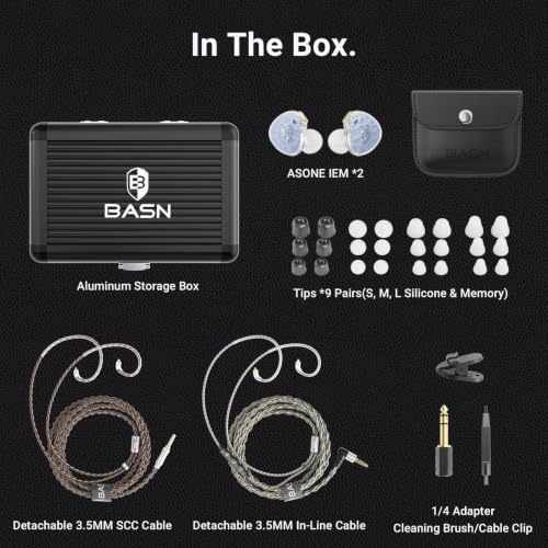 BASN ASONE 14.2mm Planar Driver in-Ear Monitors Headphones, Blue | 14.2mm Planar Driver for Precise Audio Detail, OCC/In-Line Mic Two Detachable MMCX Cables for Musicians Audiophiles - color: Blue