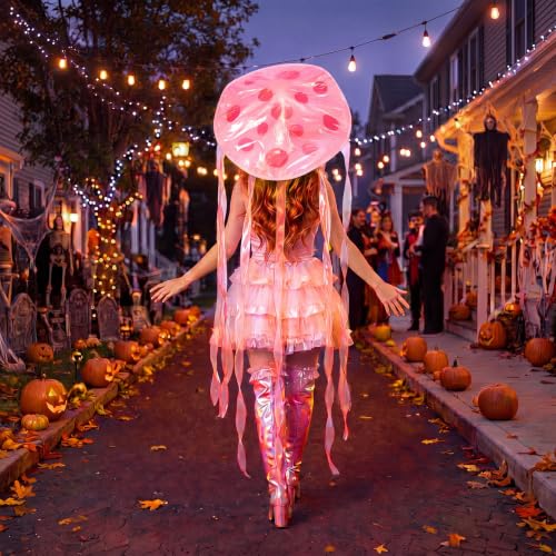 Hercicy Halloween Jellyfish Hat Party Costume,Dot,Pink