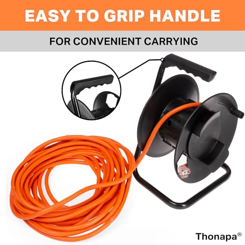 Thonapa Extension Cord Storage Reel with Metal Stand, Black