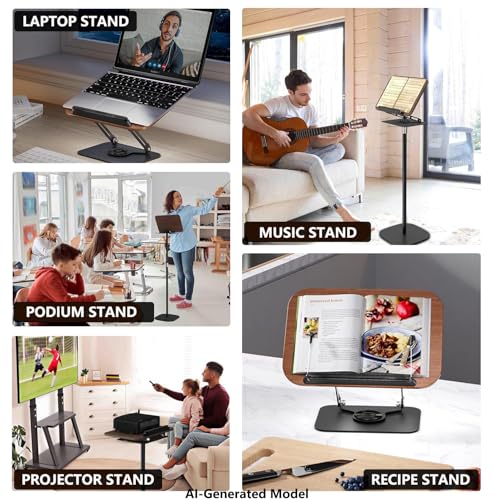2-in-1 Adjustable Floor & Desktop Music Book Stand, Black | Detachable Reading Holder, Height 36"-62", 360° Rotating, For Music, Laptop, Cookbook - color: Black